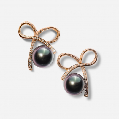 Ribbon Black Pearl in Rose Gold